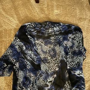 Black/blue leopard print sheer cover up